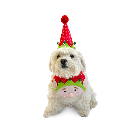 Fantasia de Natal para Cachorros e Gatos Duende Fofo