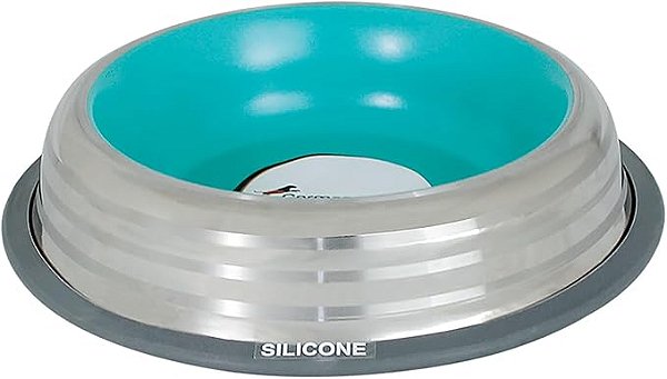 Comedouro Inox com Anel de Silicone GermanHart Premium Azul