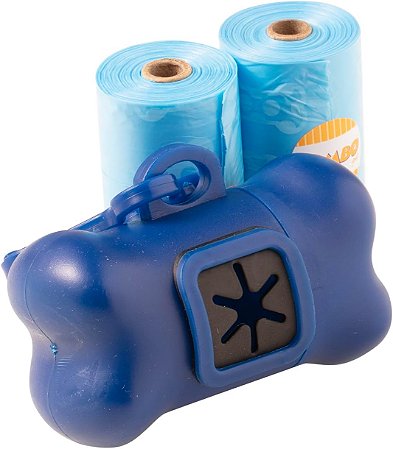 Kit Cata Caca Porta Saquinhos com 2 Rolos Basic Azul