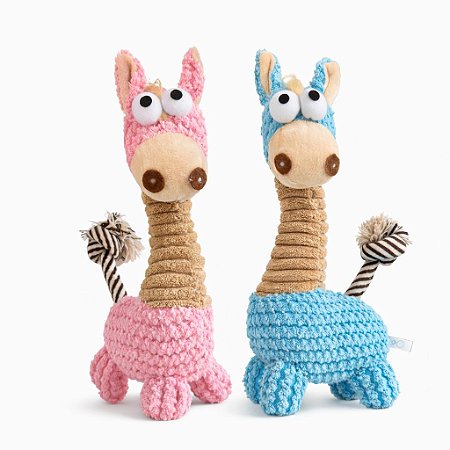 Brinquedo para Cachorros Pelúcia Girafa com Rabinho de Corda