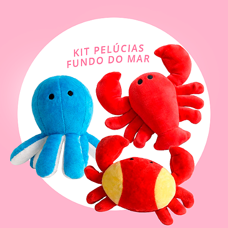 Brinquedo para Cachorros Kit Pelúcias Fundo do Mar