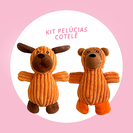 Brinquedo para Cachorros Kit Pelúcias Cotelê