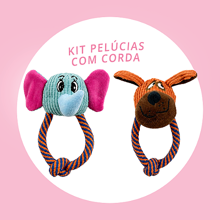 Brinquedo para Cachorros Kit Pelúcias com Corda