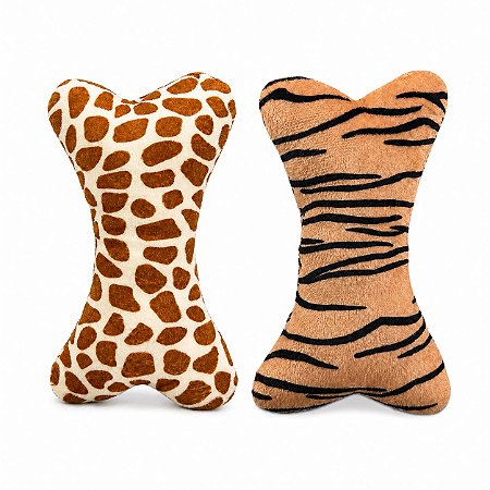 Brinquedo para Cachorros Kit Pelúcias Ossinho Animal Print