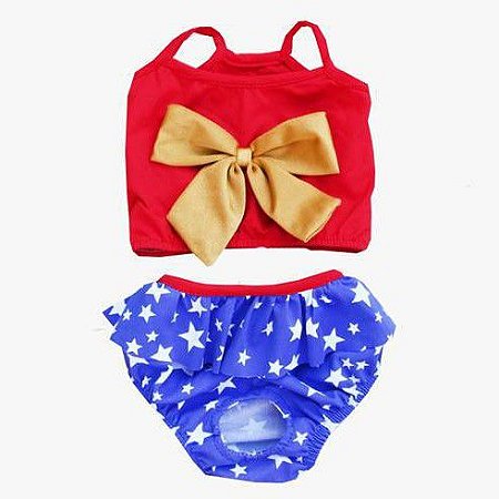 Biquíni para Cachorros Vermelho com Estrelas