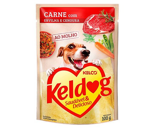 Sachê Úmido para Cachorros Keldog Carne com Ervilha e Cenoura