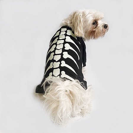 Camiseta para Cachorros Esqueleto Brilhante