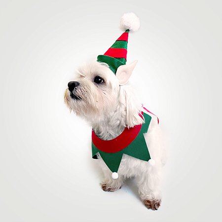 Fantasia de Natal para Cachorros e Gatos Gorro de Duende