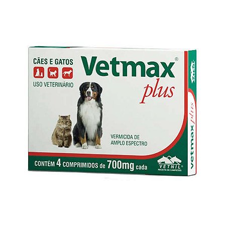 Vermífugo Vetmax Plus 4 Comprimidos para Cachorros e Gatos