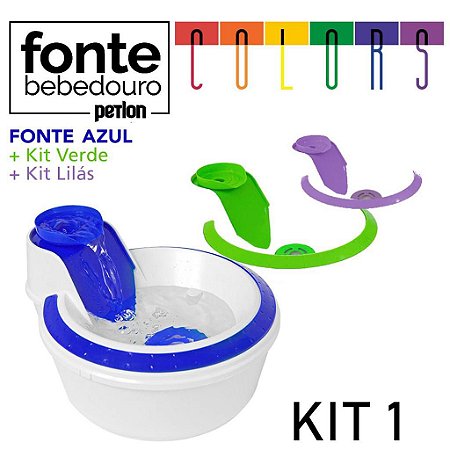 Fonte Bebedouro Petlon Colors para Cachorros e Gatos Kit 1