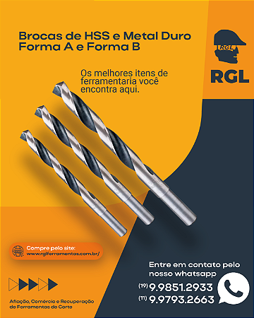 Brocas de HSS e Metal Duro Forma A e Forma B