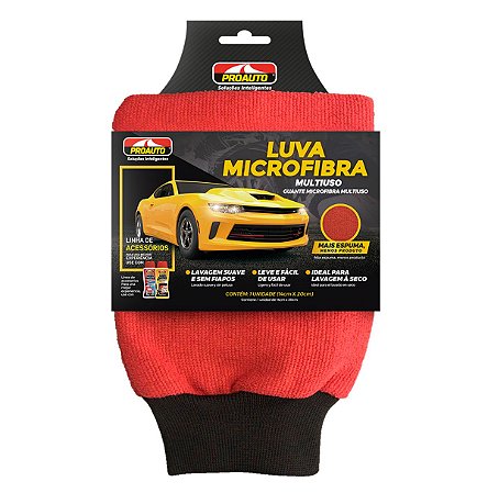 Luva de Microfibra Proauto Com Punho Para Lavar Carros Motos