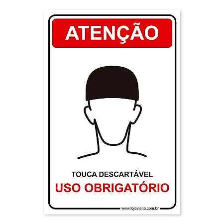 Placa Uso Obrigatório de Touca Descartável - 20x30 cm ACM 3 mm
