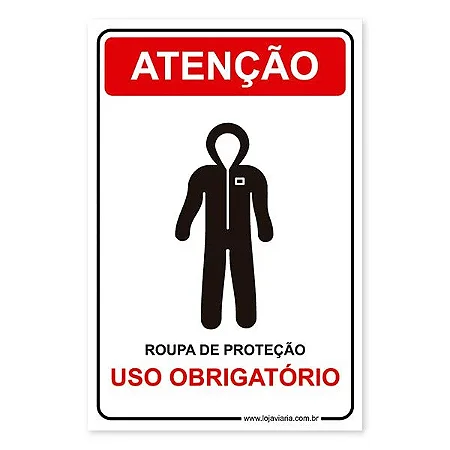 Placa Uso Obrigatório de Roupa de Proteção - 20x30 cm ACM 3 mm