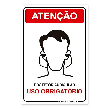 Placa Uso Obrigatório de Protetor Auricular - 20x30 cm ACM 3 mm