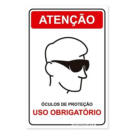 Placa Uso Obrigatório de Óculos de Proteção - 20x30 cm ACM 3 mm