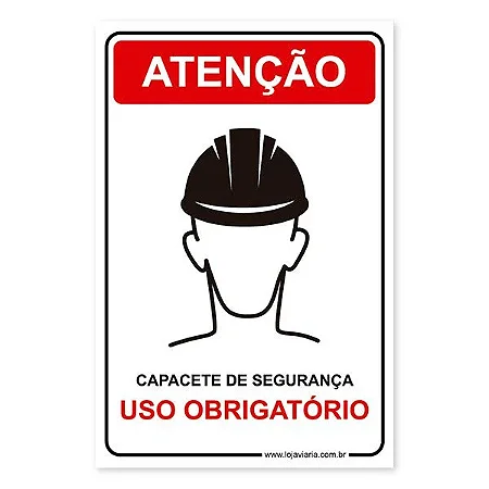Placa Uso Obrigatório de Capacete de Segurança - 20x30 cm ACM 3 mm