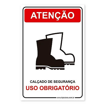 Placa Uso Obrigatório de calçado de Segurança - 20x30 cm ACM 3 mm
