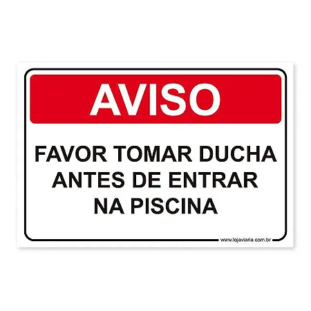 Placa Tomar Ducha Antes de Entrar na Piscina - 30x20 cm ACM 3 mm