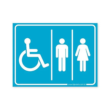 Placa Banheiro de Deficiente Físico Unisex 20x15 cm ACM 3 mm