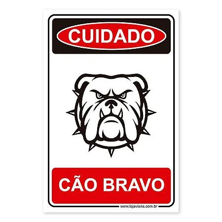 Placa Cão Bravo - 20x30 cm ACM 3 mm