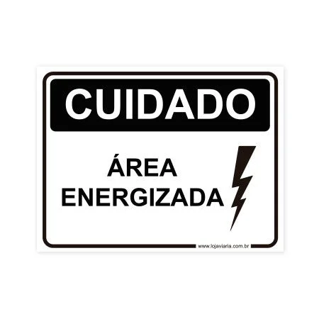 Placa Cuidado, Área Energizada 20x15 cm ACM 3 mm