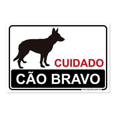 Placa Cuidado, Cão Bravo - 30x20 cm ACM 3 mm