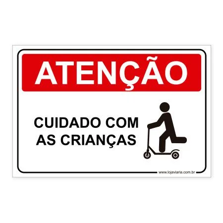 Placa Cuidado com as Crianças - 30x20 cm ACM 3 mm