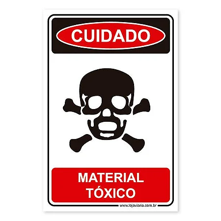 Placa Cuidado, Material Tóxico - 20x30 cm ACM 3 mm