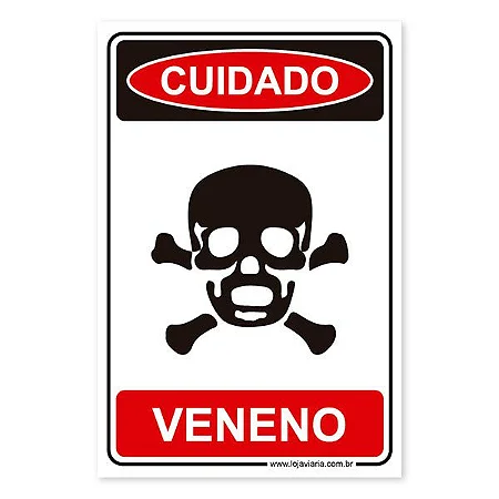 Placa Cuidado, Veneno - 20x30 cm ACM 3 mm