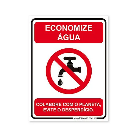Placa Economize Água - 15x20 cm ACM 3 mm