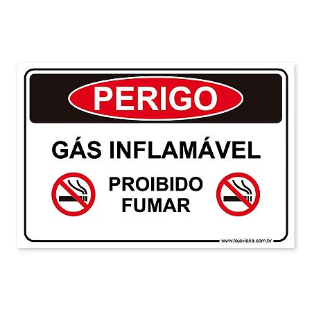 Placa Gás Inflamável, Proibido Fumar - 30x20 cm ACM 3 mm