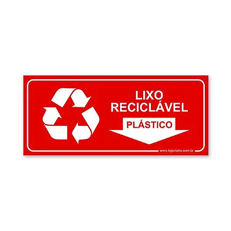 Placa Lixo Reciclável Plástico - 30x13 cm ACM 3 mm