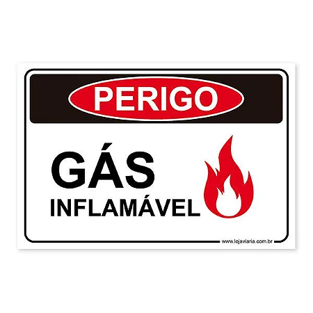 Placa Perigo, Gás Inflamável 30x20 cm ACM 3 mm