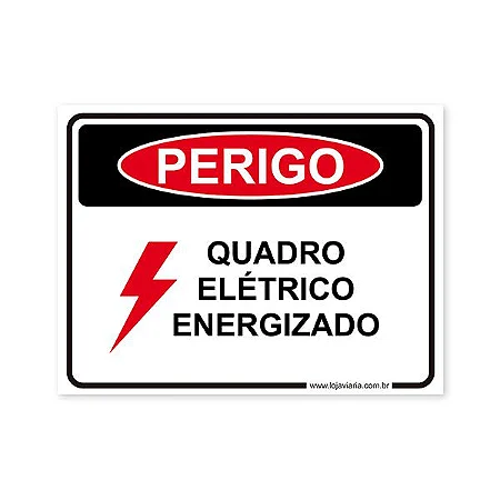 Placa Perigo, Quadro Elétrico Energizado 20x15 cm ACM 3 mm