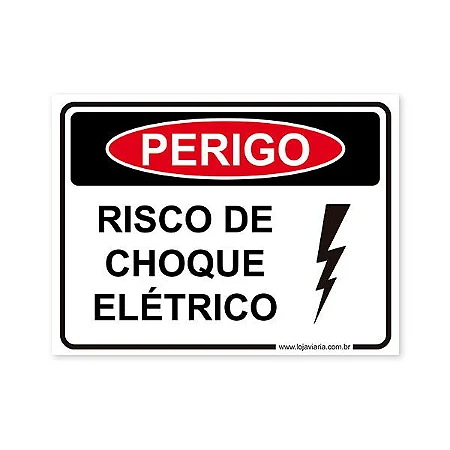 Placa Perigo, Risco de Choque Elétrico - 20x15 cm ACM 3 mm