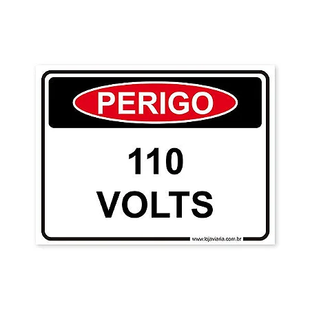 Placa Perigo, 110 Volts - 20x15 cm ACM 3 mm