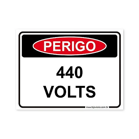 Placa Perigo, 440 Volts - 20x15 cm ACM 3 mm