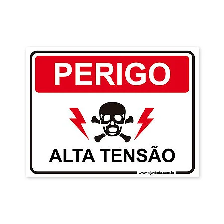 Placa Perigo, Alta Tensão - 20x15 cm ACM 3 mm