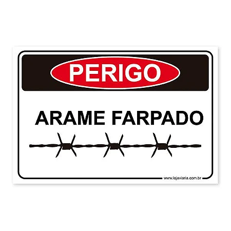 Placa Perigo, Arame Farpado - 30x20 cm ACM 3 mm