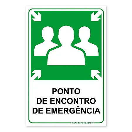 Placa Ponto de Encontro de Emergência - 20x30 cm ACM 3 mm
