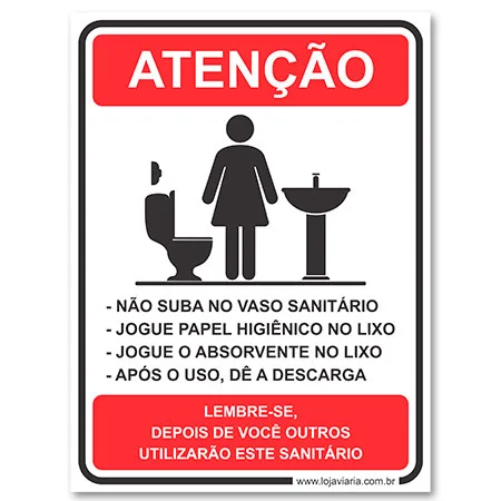 Placa Regras Banheiro Feminino - 15x20 cm ACM 3 mm