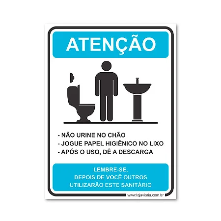 Placa Regras Banheiro Masculino - 15x20 cm ACM 3 mm