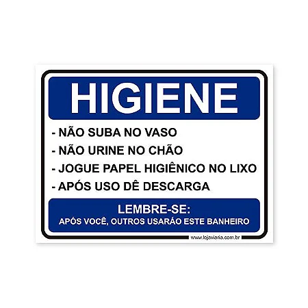 Placa Regras de Higiene - 20x15 cm ACM 3 mm