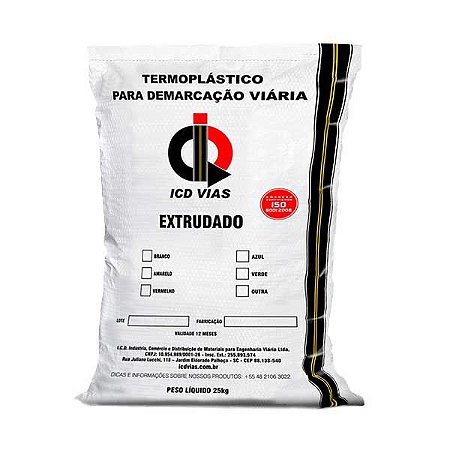 Termoplástico extrudado - Termo Paint Flex - 25 kg - Loja Viária - Produtos  para sinalização viária