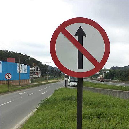 Placa sentido proibido R-3 - Loja Viária - Produtos para sinalização viária