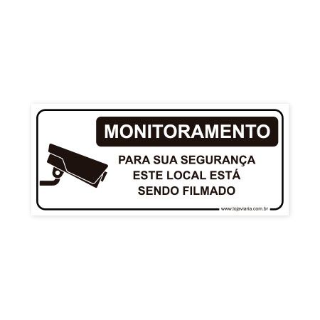 Placa Monitoramento no Local - 30x13 cm ACM 3 mm