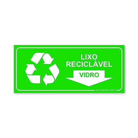 Placa Lixo Reciclável Vidro - 30x13 cm ACM 3 mm
