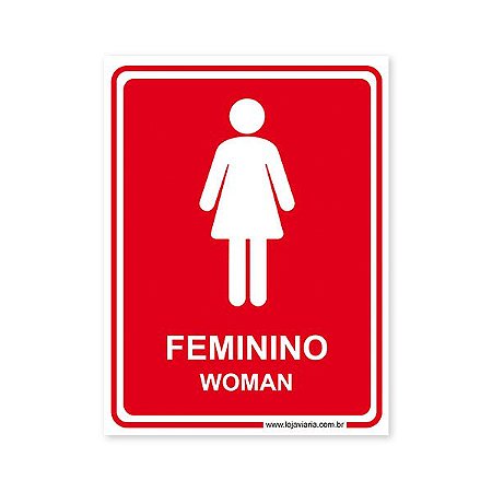 Placa Banheiro Feminino (Woman) - 15x20 cm ACM 3 mm