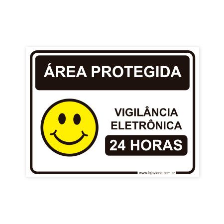 Placa Área Protegida, Vigilância Eletrônica 20x15 cm ACM 3 mm